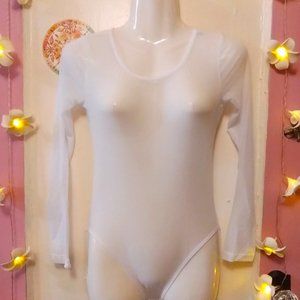 White Sheer (S) Mesh Bodysuit - NWOT